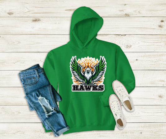 Unisex Hoodie with Hawk Mascot-Multiple Color Hoodies