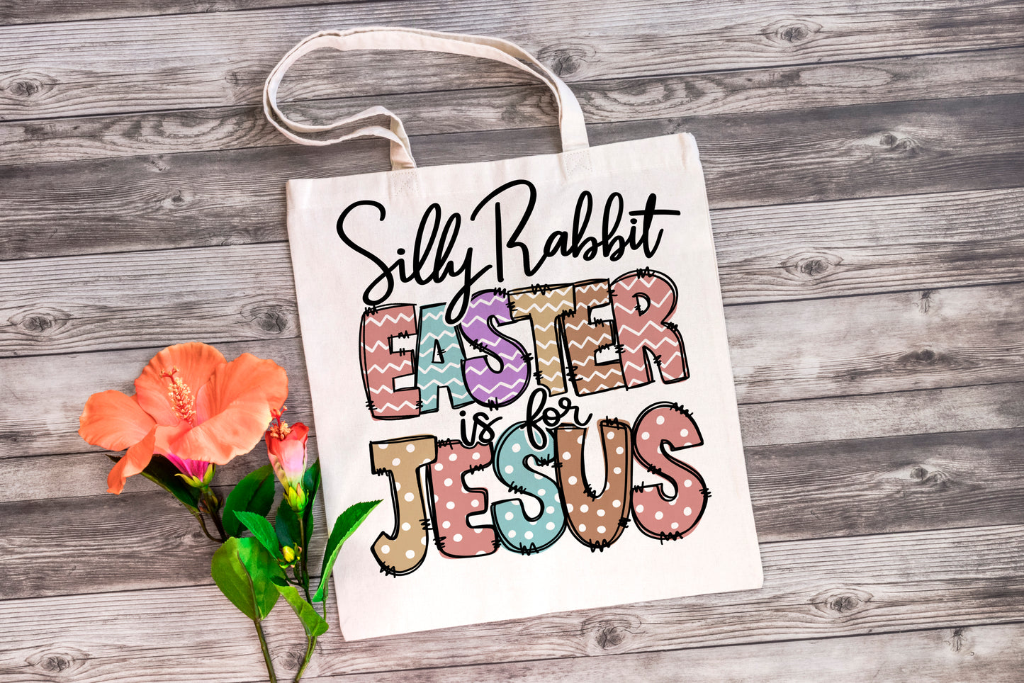 Canvas Tote-Silly Rabbit Easter is for Jesus