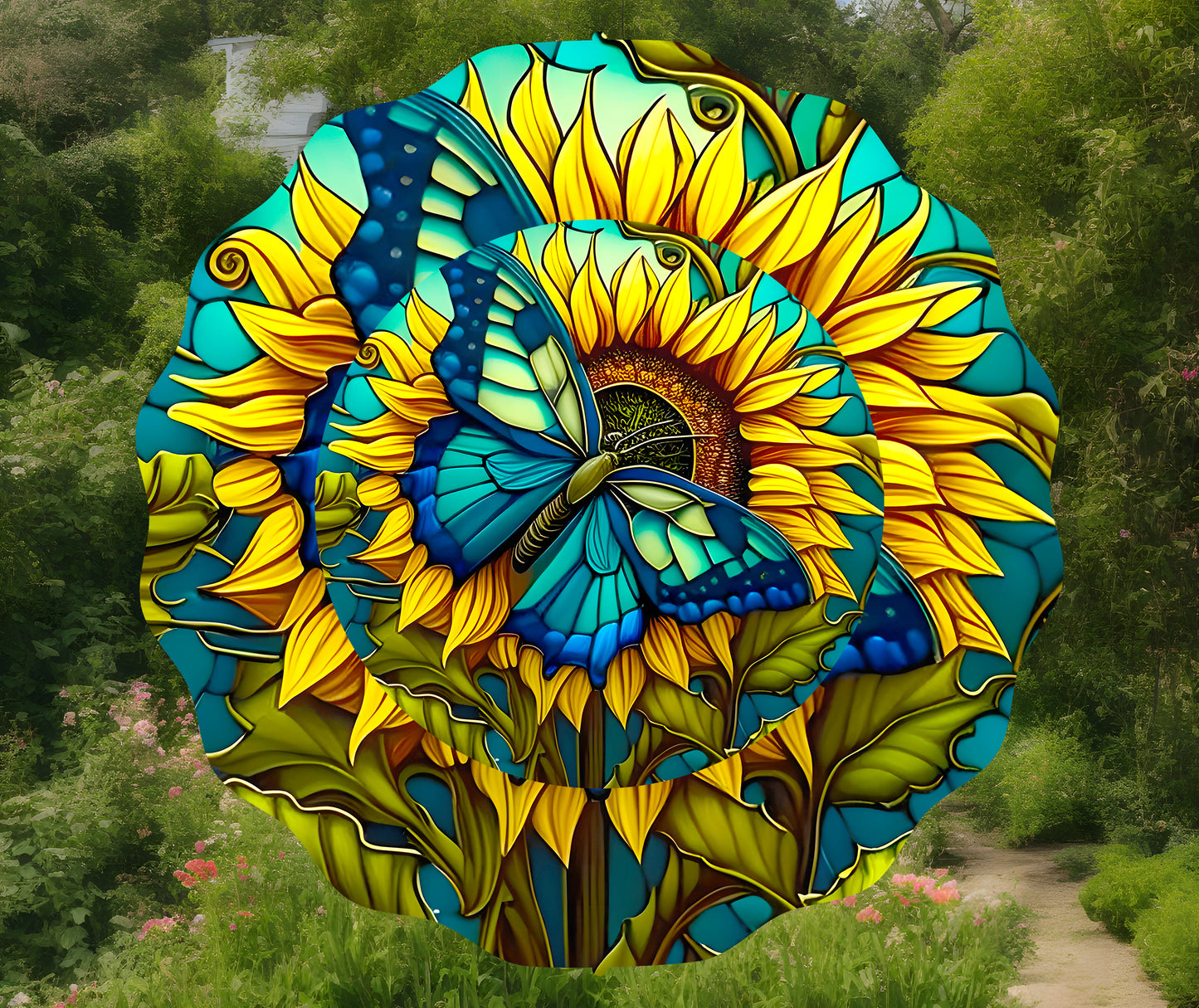 Stained-Glass with Butterfly-Wind Spinner